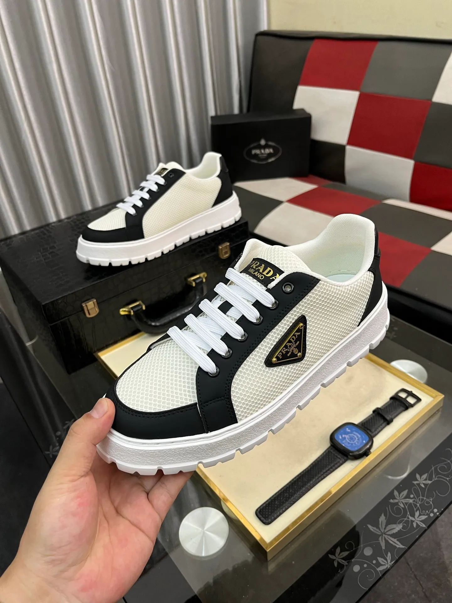 Men's Men's Shoes💰440⌚️⌚️《PRADA*》The latest and most popular casual shoes, top brand [seduce] luxury~purchasing agent, top~quality. [Strong] The upper is made of imported breathable special materials ➕ breathable feet (•) with fine workmanship. Original stylish and stylish soft rubber wear-resistant outsole, light and comfortable on the foot, size: 38-445️⃣colors available